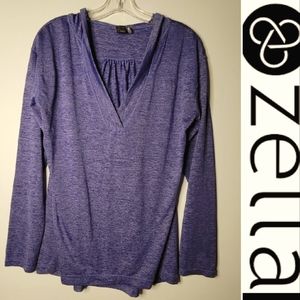 Zella V neck hoodie L pullover EUC
